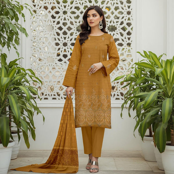 Embroidered Chamki Dhanak Unstitched 3Piece D-015