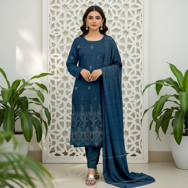 Embroidered Chamki Dhanak Unstitched 3Piece D-016