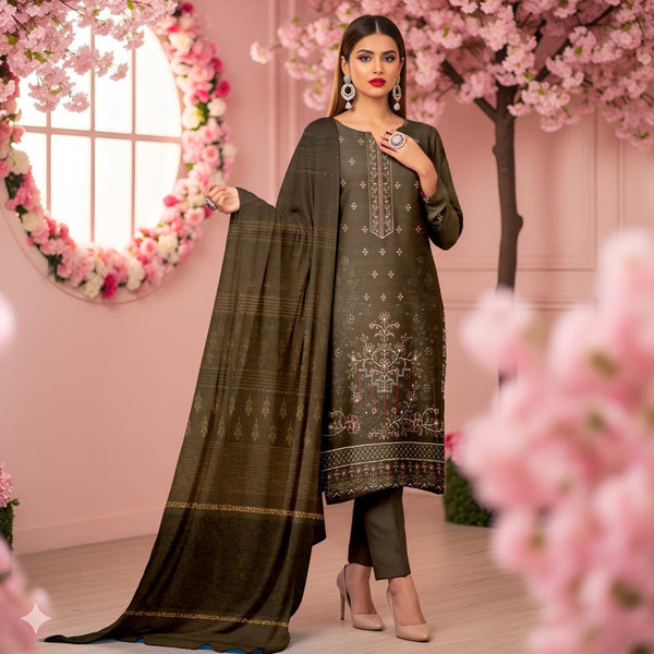 Embroidered Chamki Dhanak Unstitched 3Piece D-017