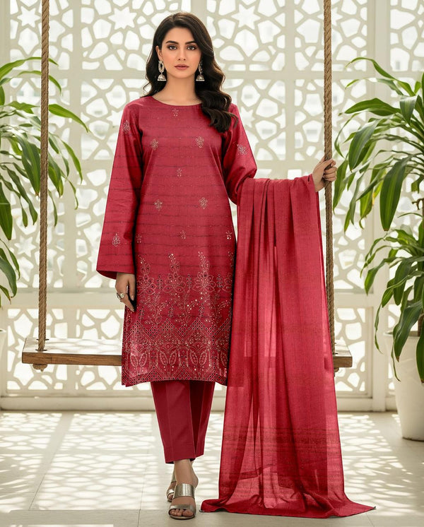 Embroidered Chamki Dhanak Unstitched 3Piece D-018