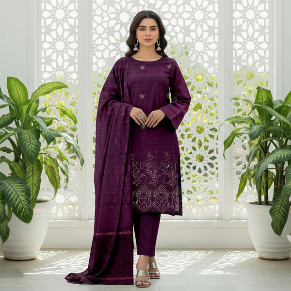 Embroidered Chamki Dhanak Unstitched 3Piece D-019