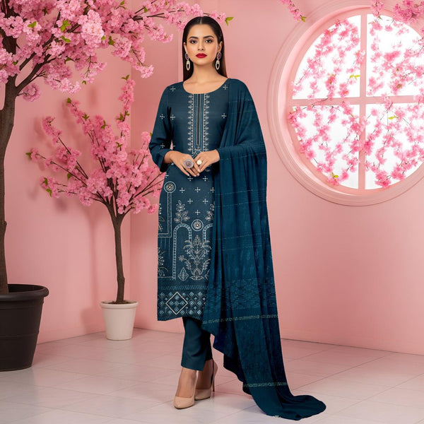 Embroidered Chamki Dhanak Unstitched 3Piece D-020