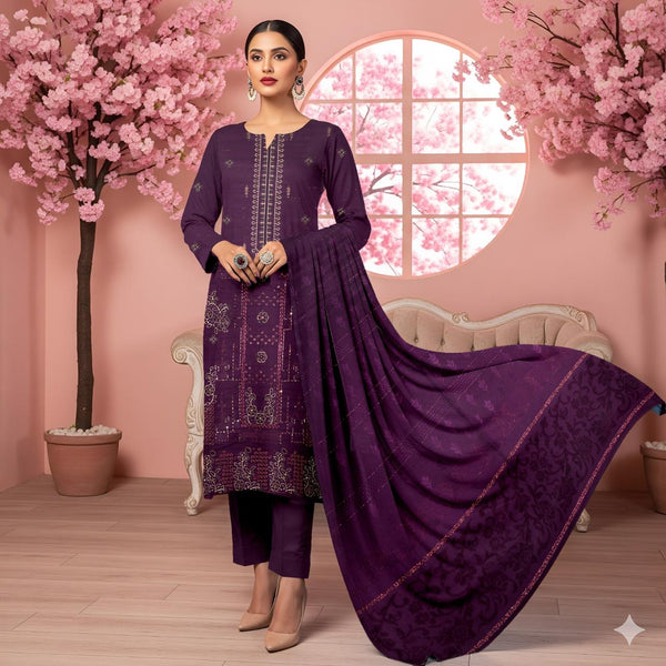 Embroidered Chamki Dhanak Unstitched 3Piece D-021