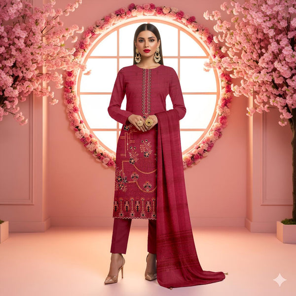 Embroidered Chamki Dhanak Unstitched 3Piece D-023