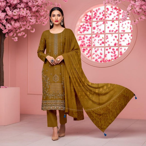 Embroidered Chamki Dhanak Unstitched 3Piece D-024